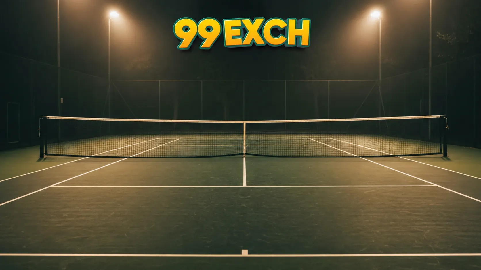 Tennis court with live score and market interface