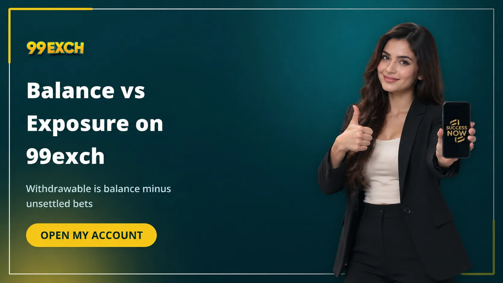 My 99exch account banner showing how balance and exposure work on the 99exch sportsbook